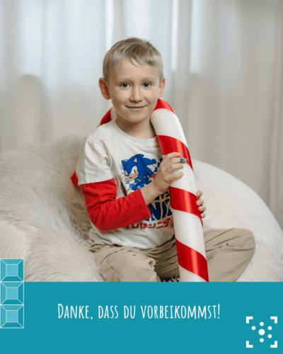 Ein Foto von Henning mit den Worten "Danke, dass du vorbeikommst!"